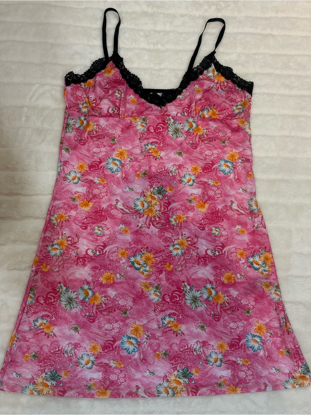 Pink Floral Lace-Trim Camisole Slip